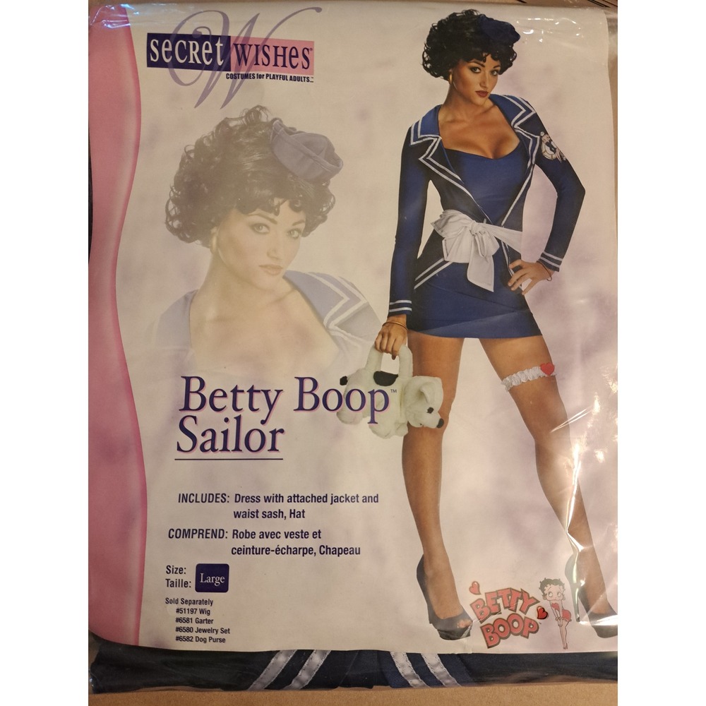 Secret Wishes Betty Boop Sailor Costume Adult Large 880110 Navy Blue Dress Hat